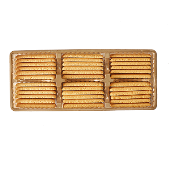 El Abd orange-flavored biscuits, a pack of 36 pieces, showing crispy cookies with orange zest on a white plate.