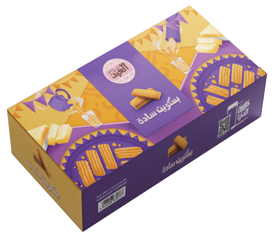 Egyptian plain biscuits from El Abd, 36-piece pack, crisp and golden, ideal for snacking or tea time.