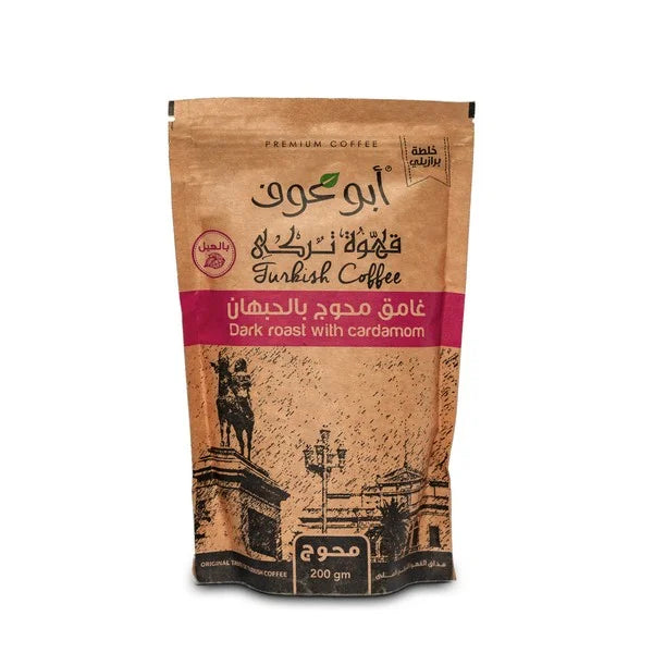 Abu Auf Shakk Coffee dark roast with cardamom pack front at Elsouk
