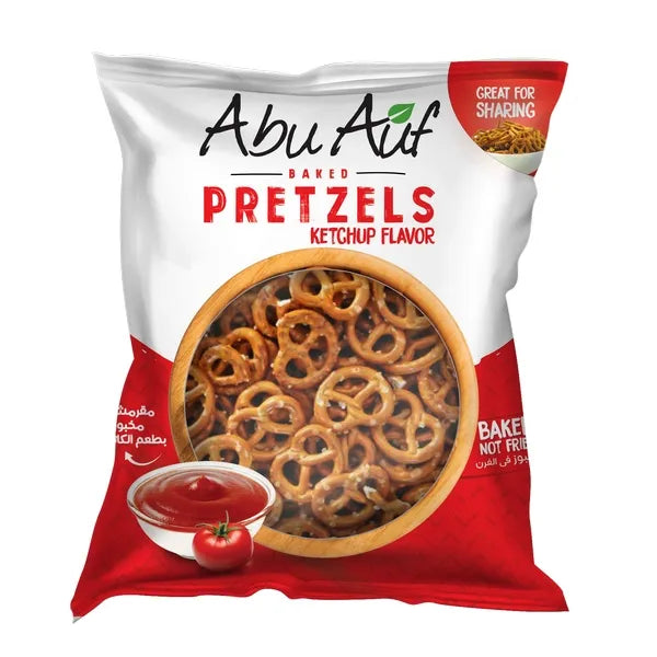 Abu Auf Baked Pretzels ketchup flavor front pack photo from Elsouk