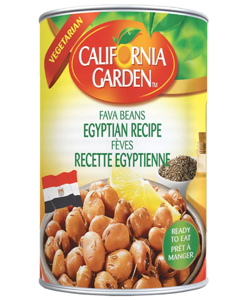 California Garden Fava Beans Egyptian Recipe in a bowl, showcasing fresh cooked fava beans prepared in traditional Egyptian style.