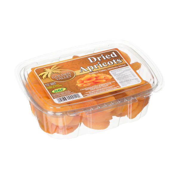 Golden Pyramids Turkish dried apricots on a white background, showcasing their bright orange color and plump, dried fruit texture.