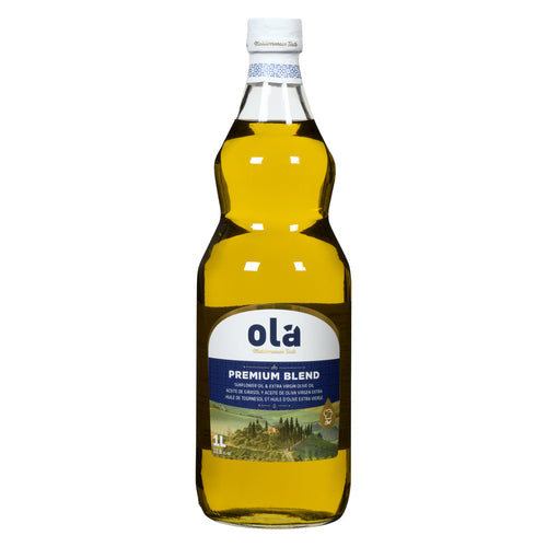 Elsouk Ola Premium Blend Extra Virgin Olive Oil 1L bottle with golden oil visible, ideal for cooking and salads