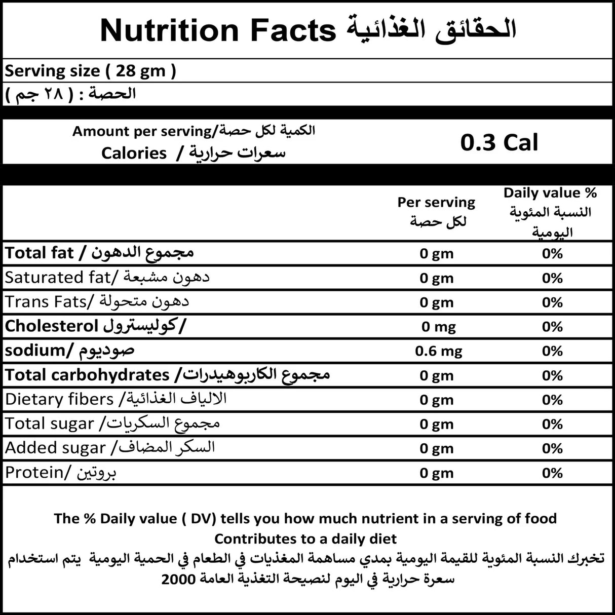 Nutrition label for Abu Auf Shakk Coffee dark roast product by Elsouk