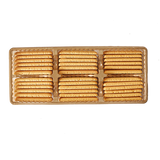 El Abd orange-flavored biscuits, a pack of 36 pieces, showing crispy cookies with orange zest on a white plate.