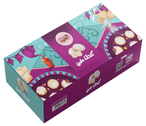 El Abd Kahk with Malban, 500g, traditional Egyptian cookies with Malban filling, displayed in a clear package.