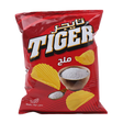 Golden tiger salt chips in a bowl, crispy snack with visible salt crystals, showcasing the Tiger brand snack.