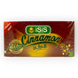 ISIS iSiS Cinnamon tea filter bags with 50 filters, showing the cinnamon-flavored tea packaging and filters for brewing.
