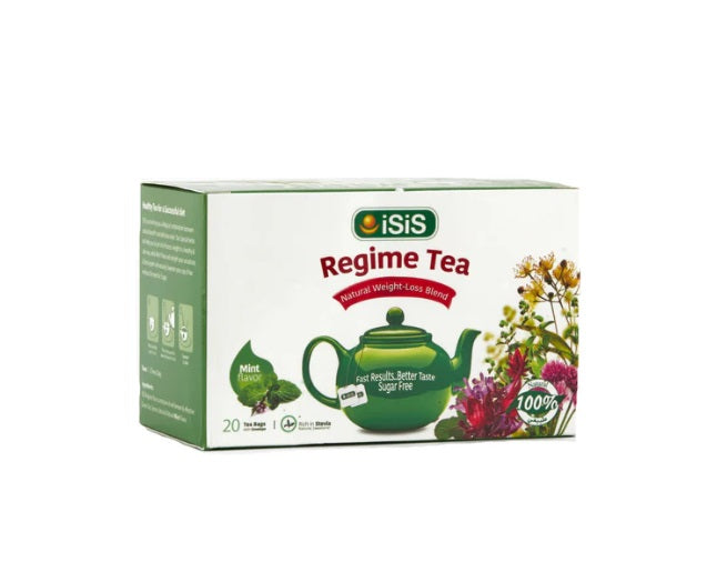 iSiS Diet Tea with Mint filters and free mug, featuring fresh mint tea leaves and a reusable tea mug.