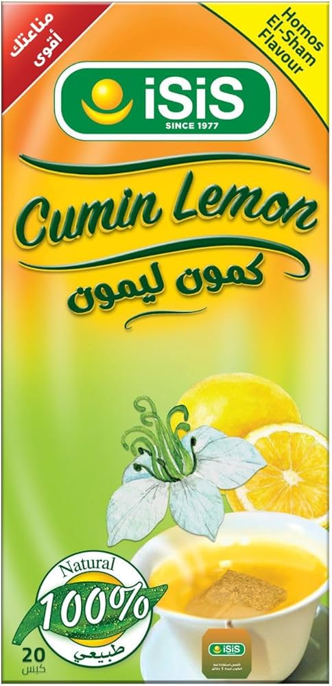 iSiS cumin with lemon flavor filter pack, 20 filters for aromatic herbal infusion or tea preparation.
