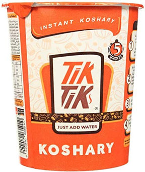 Tik Tik Instant Koshary, single-serve orange cup, 5-minute Egyptian meal, available at Elsouk Canada

