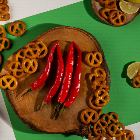 Wooden bowl with chili lemon pretzels lemon and chili setup Elsouk
