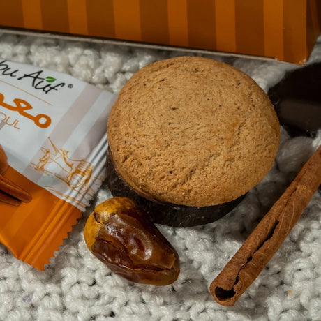 Abu Auf Maamoul with Dates and Cinnamon, 12-piece treat box featuring traditional Middle Eastern sweets.