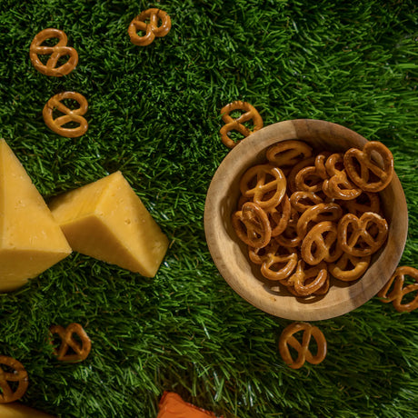 Nutrition label of Abu Auf cheese flavored pretzels product at Elsouk