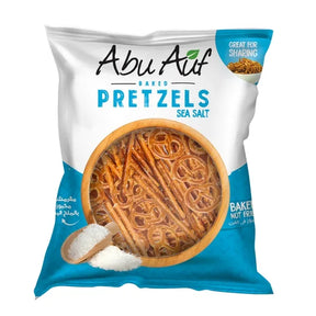 Abu Auf Baked Pretzels sea salt flavor front pack photo from Elsouk