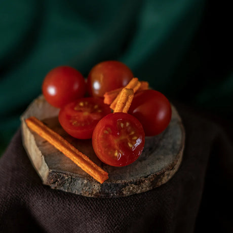 Crispy Tostino ketchup sticks with cherry tomato slices from Elsouk