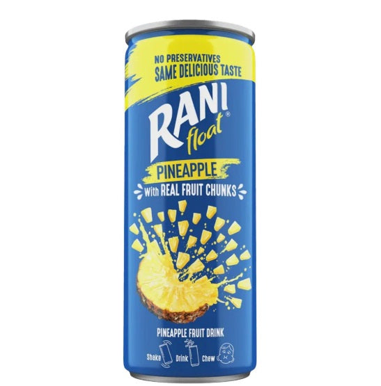 RANI Pineapple Drink in a 240ml bottle with vibrant pineapple imagery, showcasing a tropical fruit beverage.