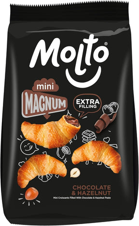 Molto Magnum Chocolate Croissant, golden baked pastry filled with rich chocolate, crispy exterior, and flaky layers.