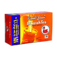 Box of Alwazah Tea from Alwazah brand, featuring tea bags inside in a green and white packaging design.