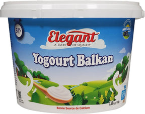 Elegant Balkan Yogurt 1.89L container with creamy, smooth yogurt in a white plastic tub, ready for breakfast or recipes.