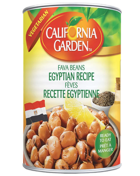 California Garden Fava Beans Egyptian Recipe in a bowl, showcasing fresh cooked fava beans prepared in traditional Egyptian style.