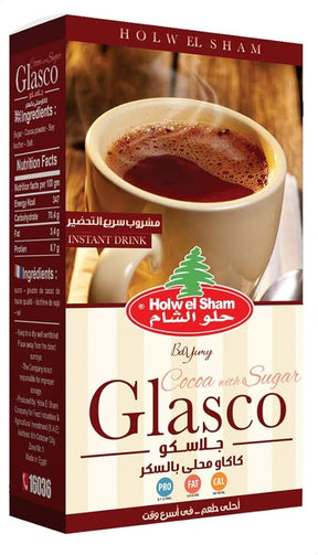 Holw El Sham cocoa powder treat in 90g package, with a close-up of the cocoa powder surface and packaging.
