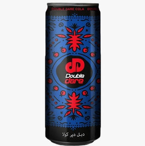 Double Dare, Carbonated Soft Drink, Cola Flavor, 250ml, Made in Egypt, black can product photo on white background, available at Elsouk Canada