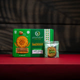 Tamriati Rahayef Dates with Millet in 450g package, showing golden dates mixed with millet grains in a clear container.