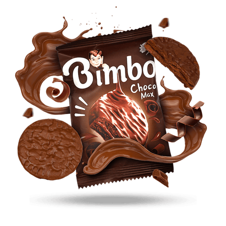 El Shamadan Bimbo Chocolate Max Biscuits filled and coated, 12-pack, featuring chocolate-filled cookies with a coated exterior.