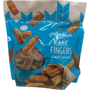 Herbed Qabalan Kaak fingers, crispy Middle Eastern breadsticks with herbs, served as a flavorful snack or appetizer.