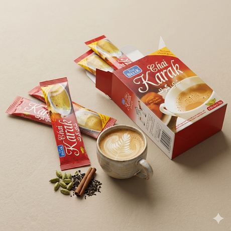 Instant Karak Chai tea from Coffee Break, 8 packs of 25g each, featuring rich, brewed-style tea in a convenient pack.