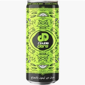 Double Dare, Carbonated Soft Drink, Lemon Mint Flavor, 250ml, Made in Egypt, fresh green can on white background, available at Elsouk Canada