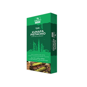 Dubai Chocolate Kunafa with pistachios by Choco Lake, showing a rich, layered dessert with chocolate and pistachio toppings.