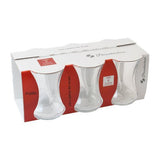Six Paşabahçe tea cups set with clear glass design, ideal for serving hot beverages in elegant style.