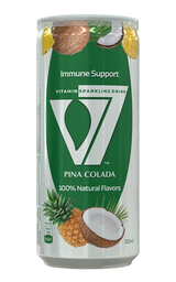 V7 Piña Colada sparkling drink in a 300ml bottle with a pineapple and coconut flavor, showcasing the refreshing beverage.