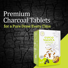 Noura premium coconut charcoal cubes for hookah, natural coconut shell pieces, 72 pieces for incense and hookah use.