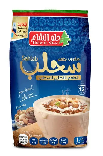 Holw El Sham Sahlab treat in 150g packaging, creamy and smooth dessert powder, traditional Middle Eastern flavor.