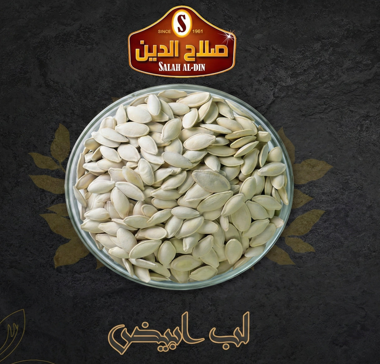 Salah Eldin roasted white seeds in a bowl, showing their crunchy texture and light color, ideal for snacking or cooking.
