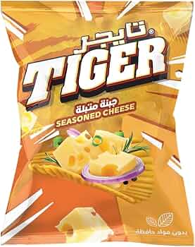 Tiger Chips seasoned cheese snack in a 200g bag, showing crispy cheese-flavored chips with seasoned coating.