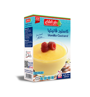 Creamy vanilla custard treat by Holw El Sham in a 150g serving, showing smooth vanilla-flavored dessert in a bowl.
