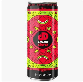 Double Dare, Carbonated Soft Drink, Watermelon Flavor, 250ml, Made in Egypt, can with red, green, and black design on white background, available at Elsouk Canada