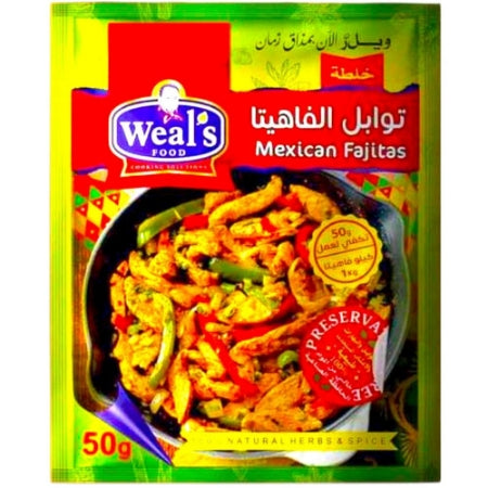 Weal's Fajita Mix seasoning in a 300g package, colorful blend of spices for flavorful fajitas