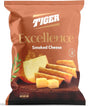 Tiger Excellence Smoked Cheese Chips in a bowl, showing crispy chips with a smoky cheese flavor.